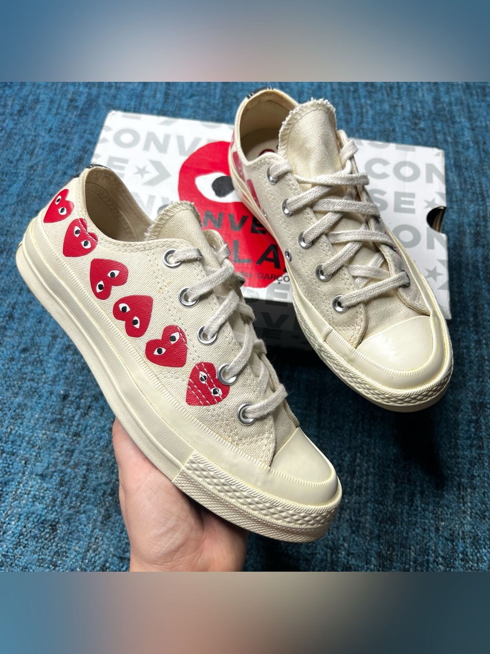 Converse Comme Des Garcons Play Sneakers Multi Heart Chuck 70 Low Women's 6